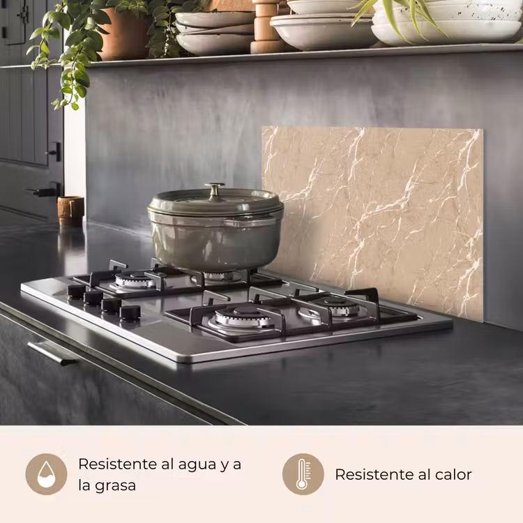 Salpicaderos de cocina - Beige - Mármol - Orgánico - Blanco — 2
