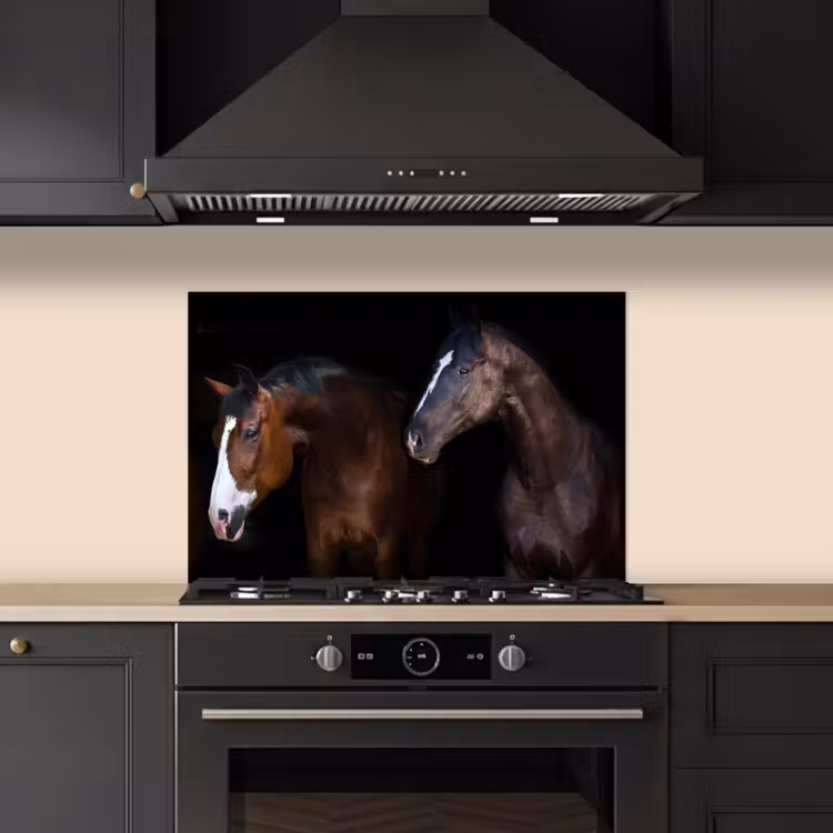 Salpicaderos de cocina - Caballo - Animales - Negro — 5
