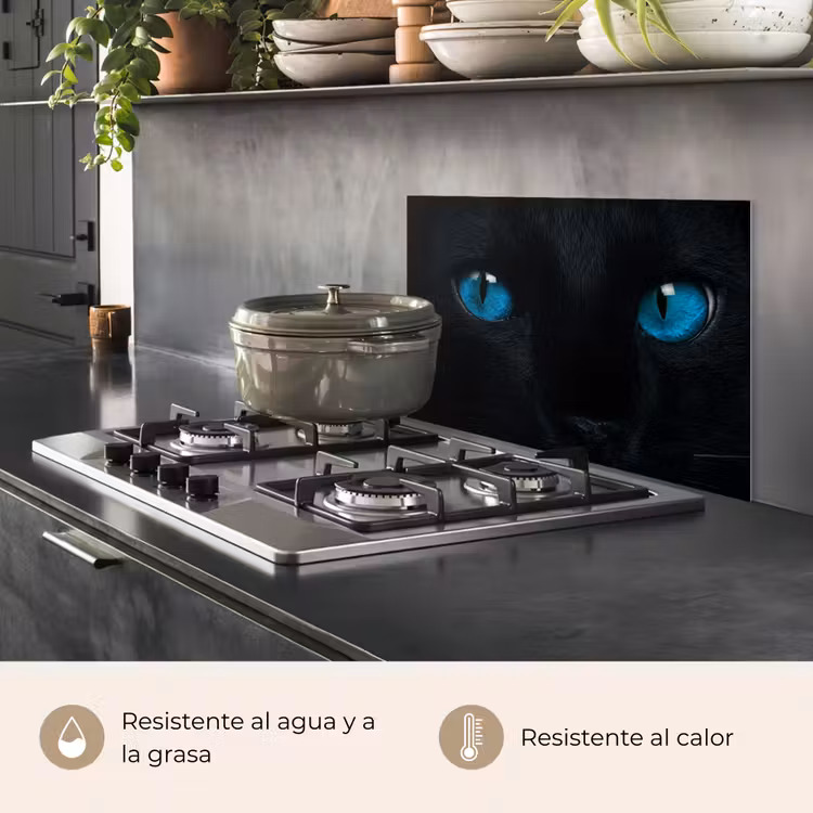 Salpicaderos de cocina - Gato - Azul - Animal - Negro — 2