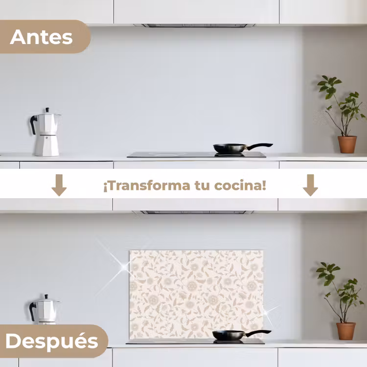 Salpicaderos de cocina - Ornamentado - Flores - Beige — 7
