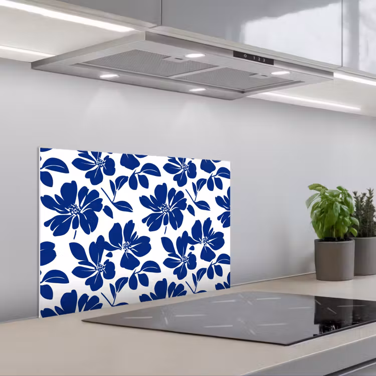 Salpicaderos de cocina - Floral - Moderno - Azul — 1