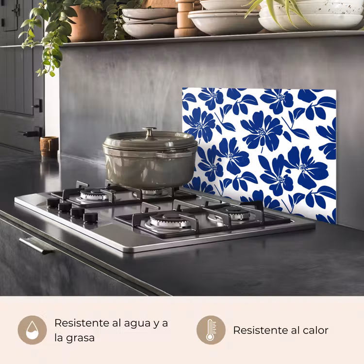 Salpicaderos de cocina - Floral - Moderno - Azul — 2