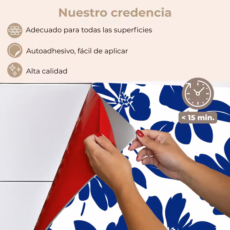 Salpicaderos de cocina - Floral - Moderno - Azul — 4