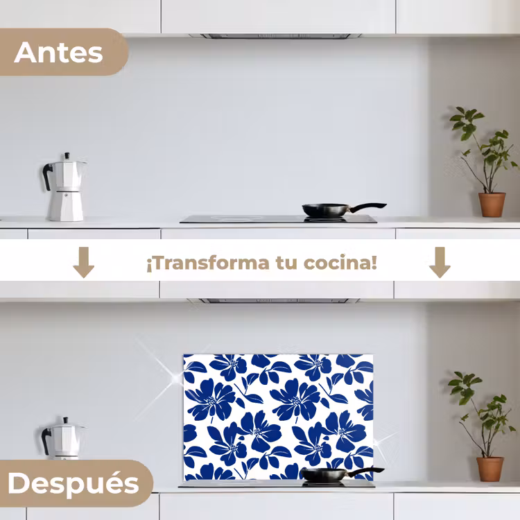 Salpicaderos de cocina - Floral - Moderno - Azul — 7