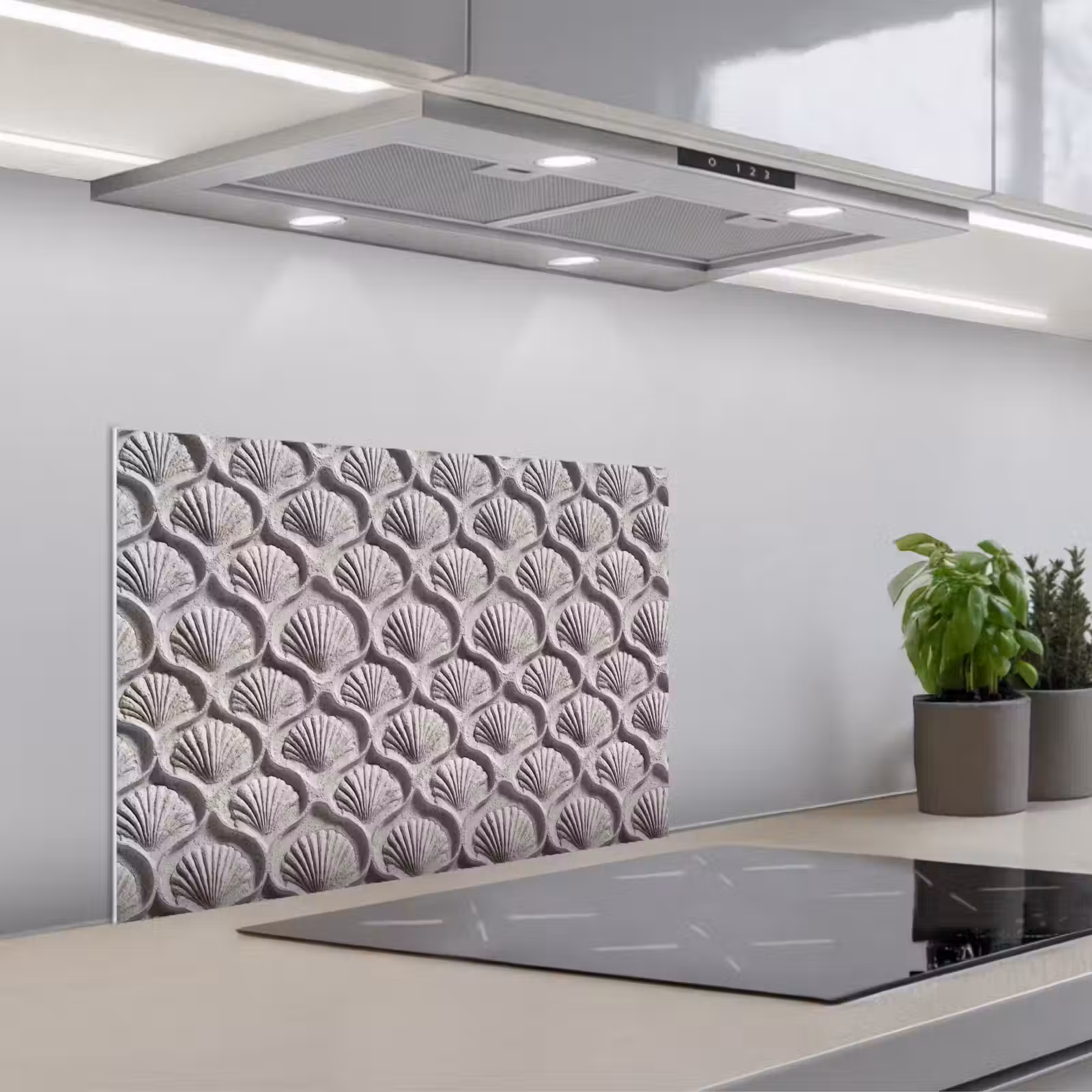 Salpicaderos de cocina - Arena - Forma de concha - Gris — 1