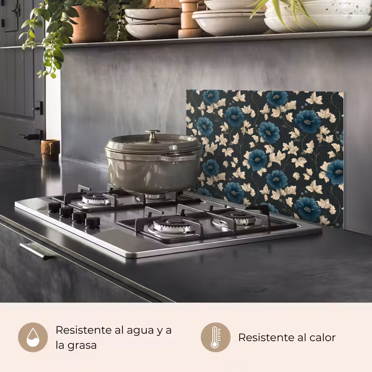 Salpicaderos de cocina - Botánico - Flores - Azul — 2