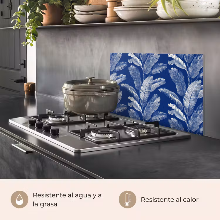 Salpicaderos de cocina - Hoja - Palma - Azul — 2