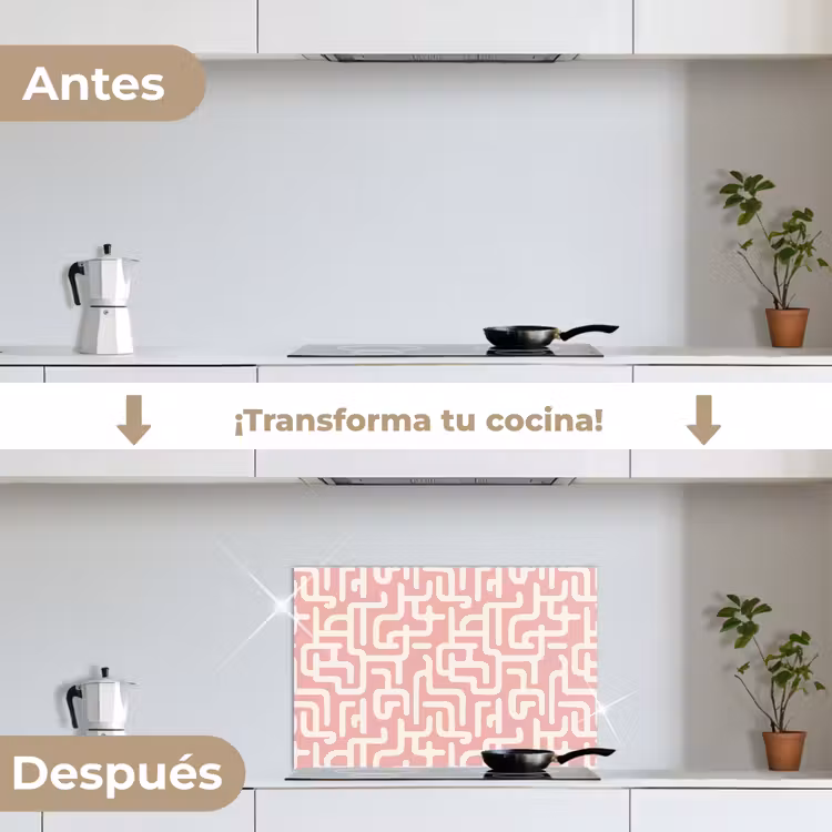 Salpicaderos de cocina - Laberinto - Rosa - Blanco - Abstracto — 7