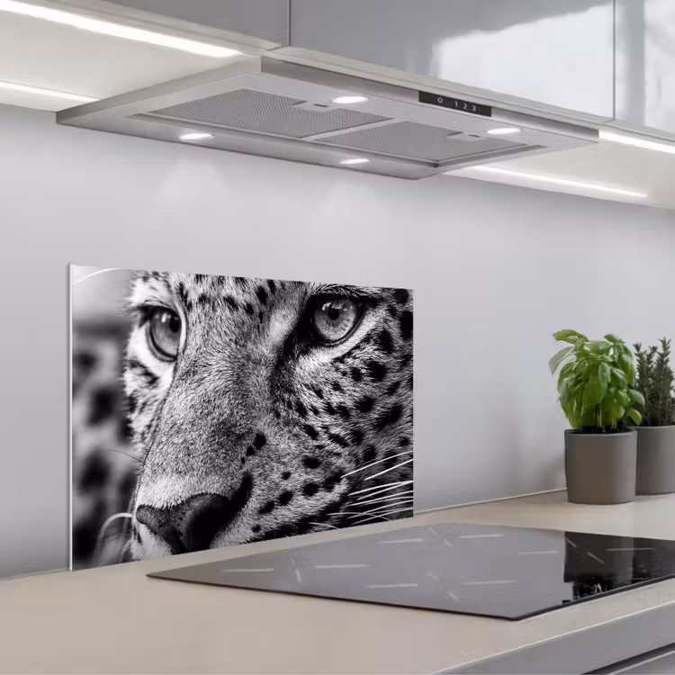Salpicaderos de cocina - Leopardo - Negro - Blanco - Ojo — 1
