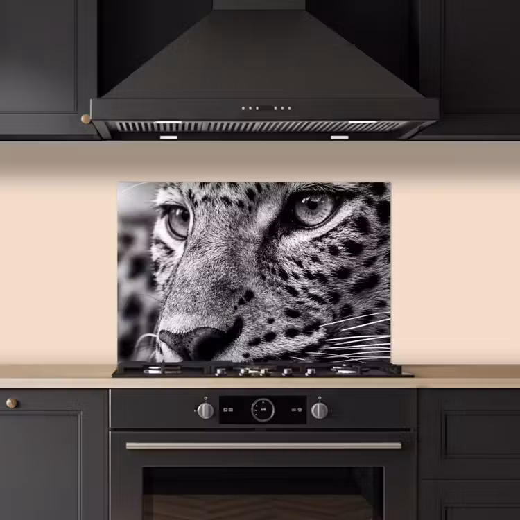 Salpicaderos de cocina - Leopardo - Negro - Blanco - Ojo — 5