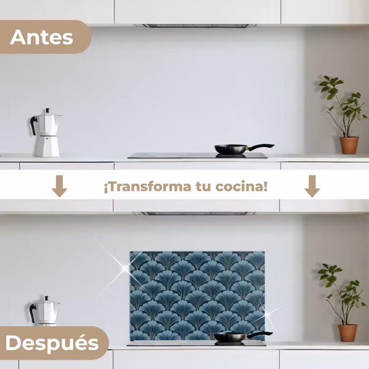 Salpicaderos de cocina - Motivo - Hoja de ginkgo - Azul — 7