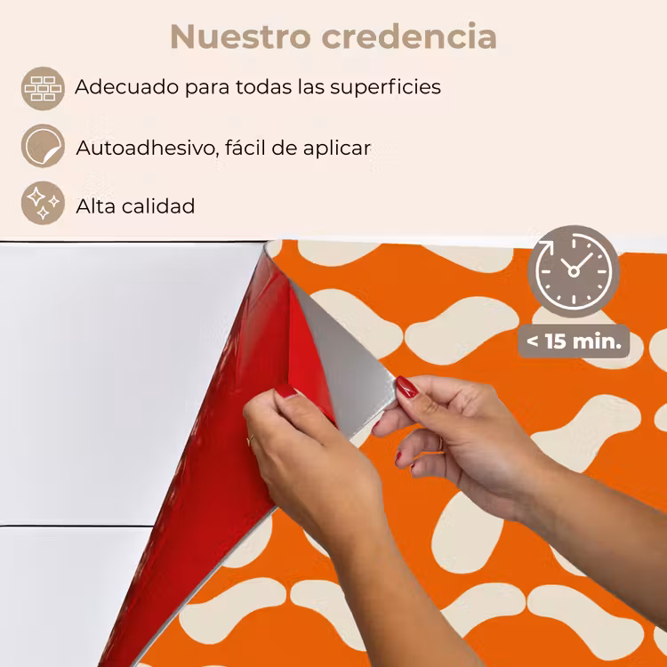 Salpicaderos de cocina - Naranja - Formas orgánicas - Blanco — 4