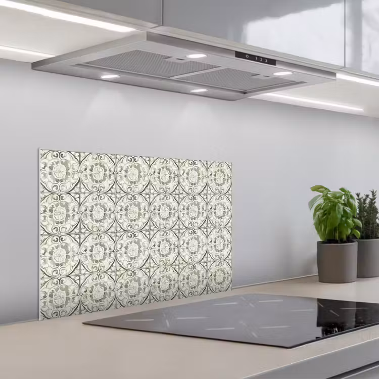 Salpicaderos de cocina - Adorno rizado - Azulejo - Verde — 1