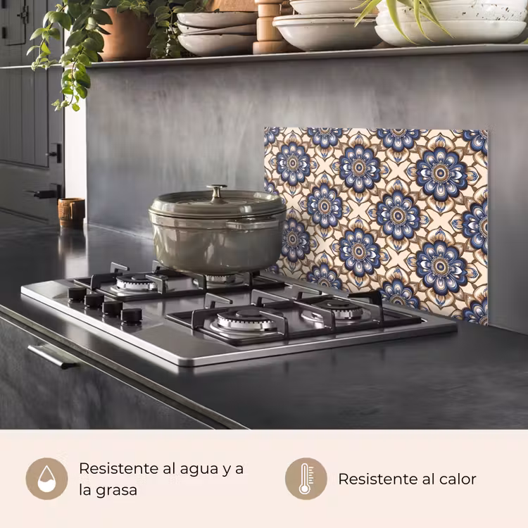 Salpicaderos de cocina - Floral - Adorno - Azul — 2