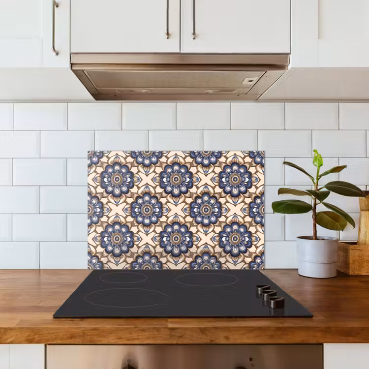 Salpicaderos de cocina - Floral - Adorno - Azul — 3