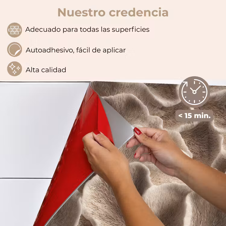 Salpicaderos de cocina - Forma de abanico - Beige - Textura de fibra — 4
