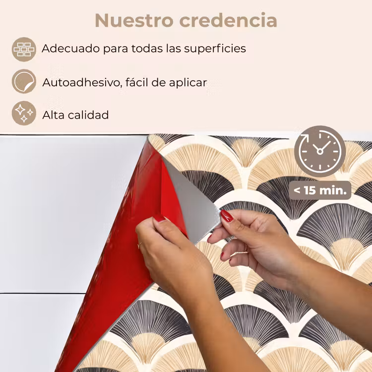 Salpicaderos de cocina - Abanico - Patrón - Negro - Beige — 4