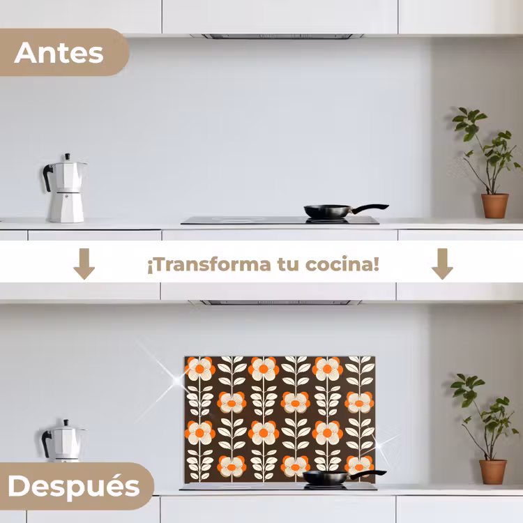 Salpicaderos de cocina - Flores - Retro - Marrón — 7
