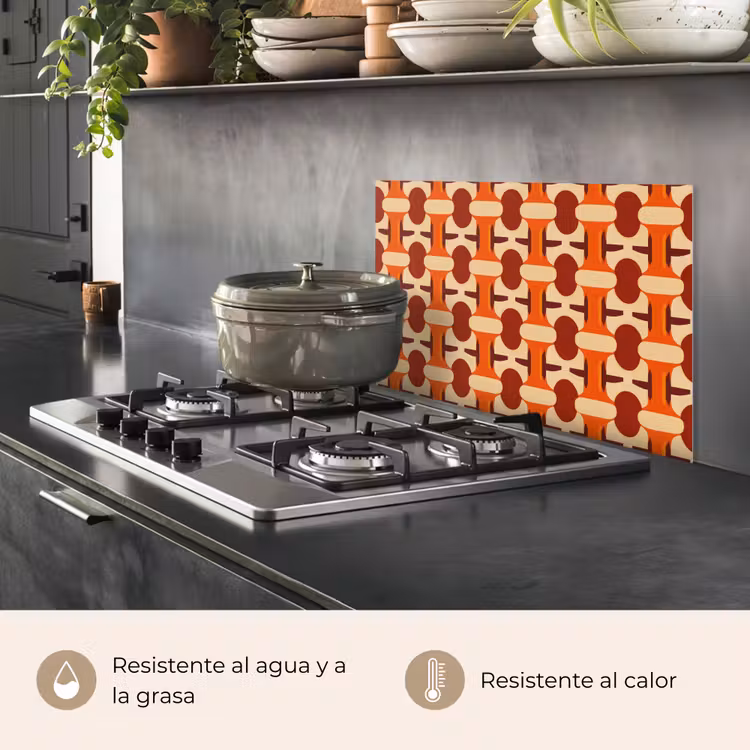 Salpicaderos de cocina - Geométrico - Retro - Naranja — 2