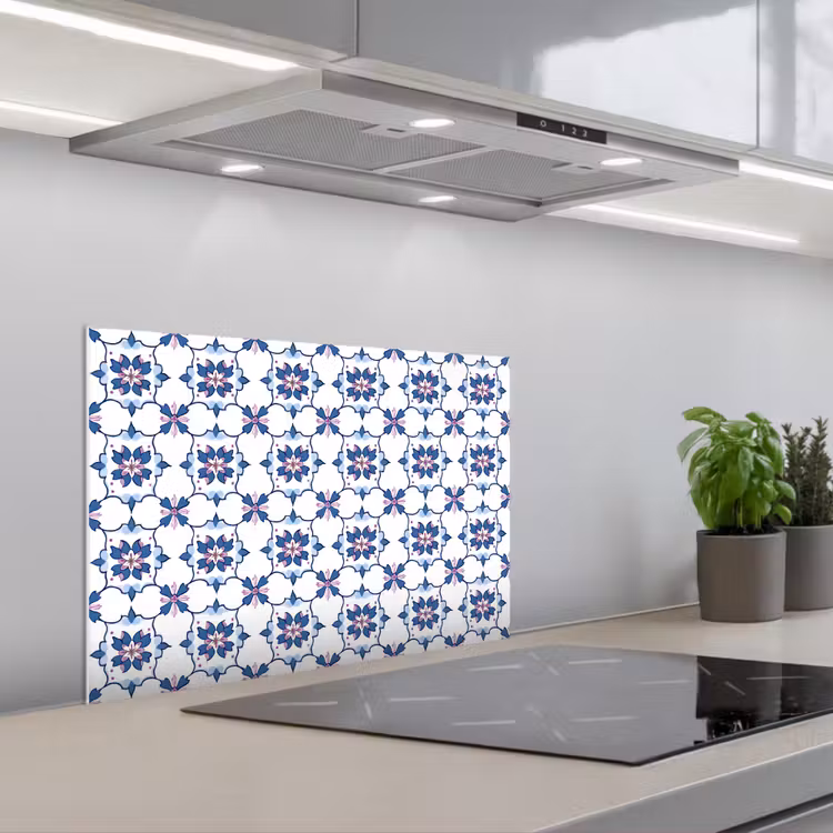 Salpicaderos de cocina - Moderno - Estampado - Azul - Rosa — 1