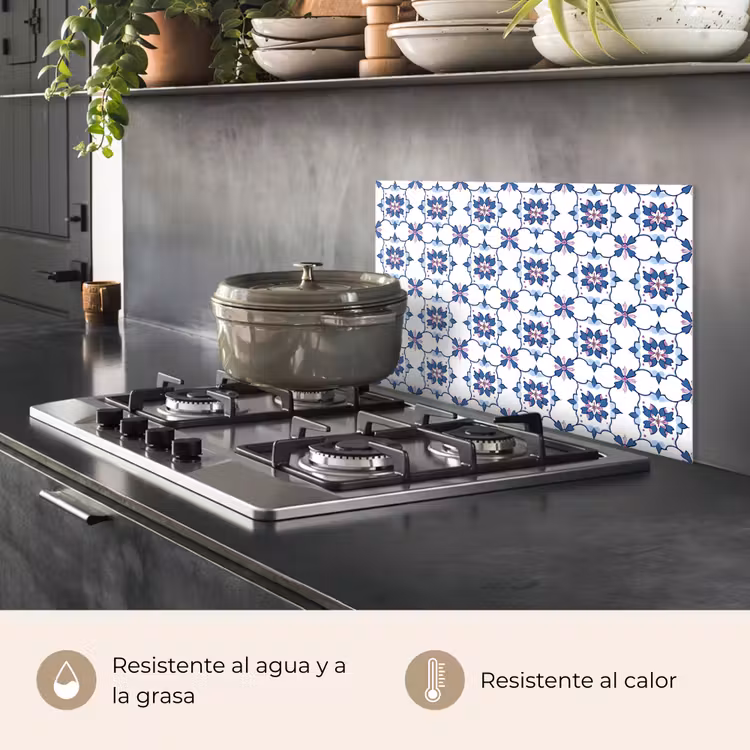 Salpicaderos de cocina - Moderno - Estampado - Azul - Rosa — 2