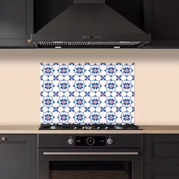 Salpicaderos de cocina - Moderno - Estampado - Azul - Rosa — 5