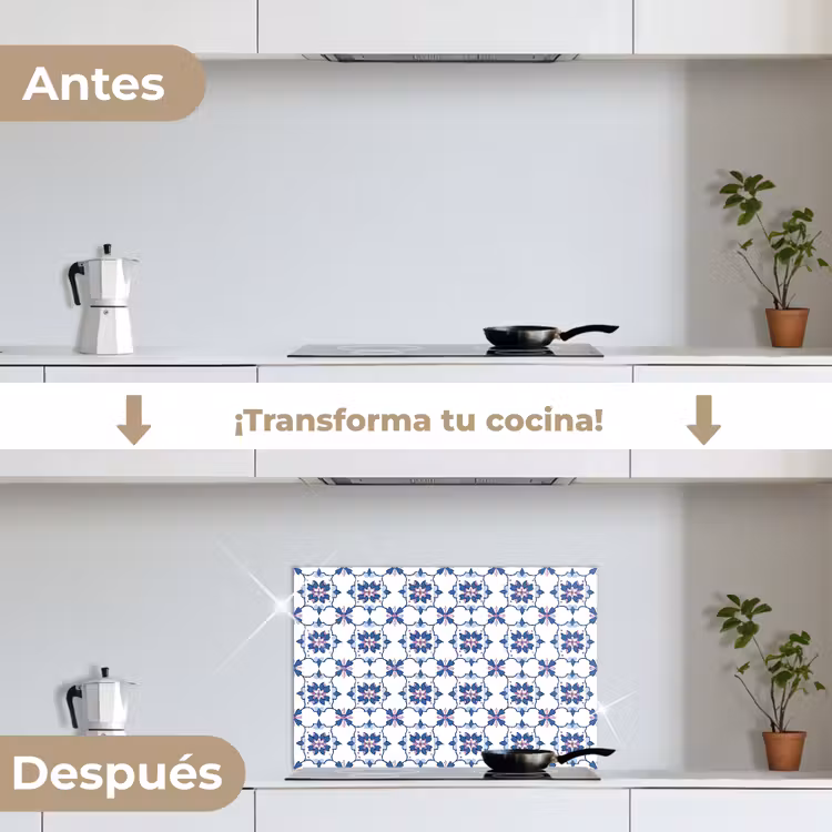 Salpicaderos de cocina - Moderno - Estampado - Azul - Rosa — 7