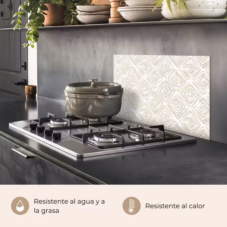 Salpicaderos de cocina - Abstracto - A cuadros - Beige — 2