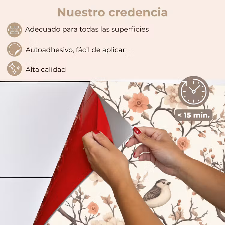 Salpicaderos de cocina - Cerezo en flor - Gorrión - Rosa — 4