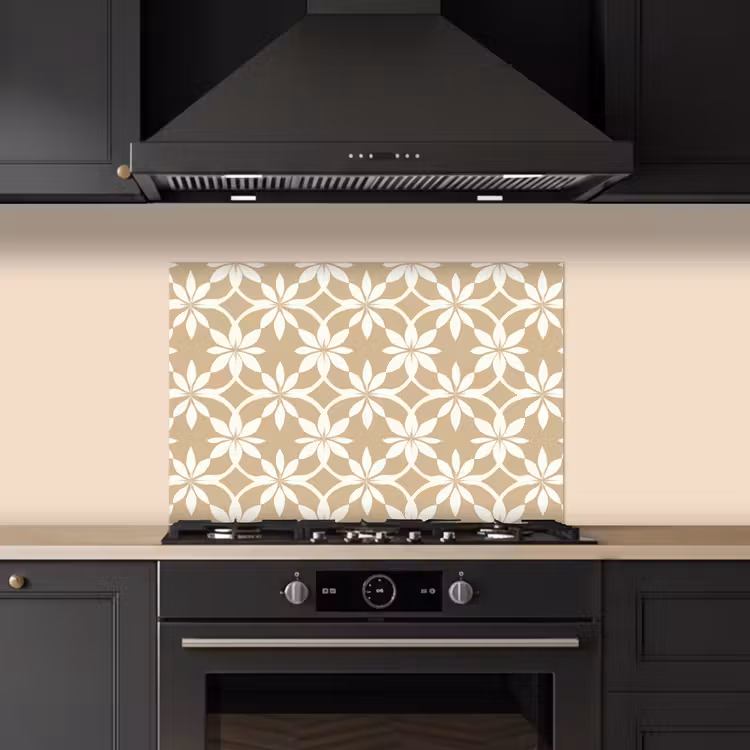Salpicaderos de cocina - Flores - Estampado - Beige — 5