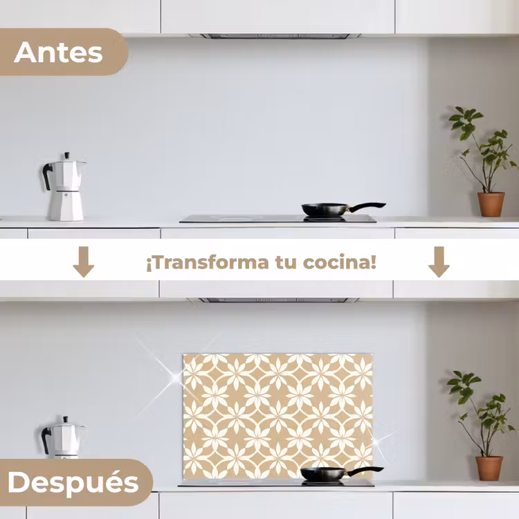 Salpicaderos de cocina - Flores - Estampado - Beige — 7