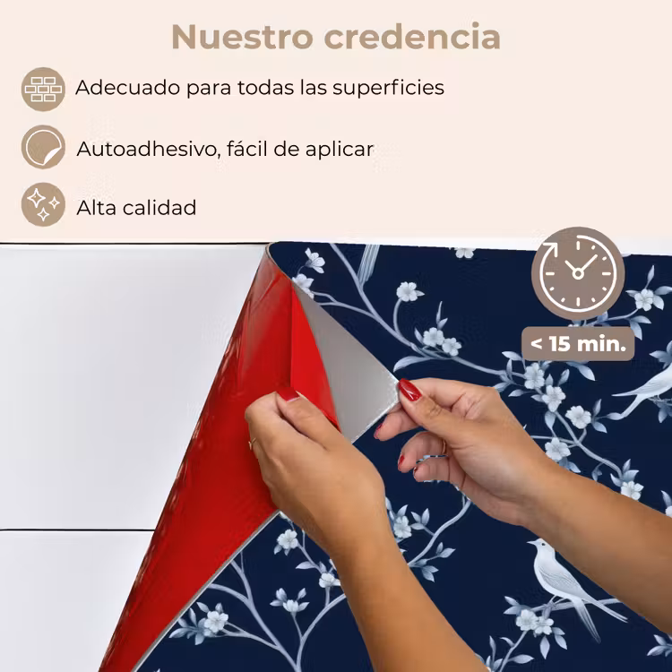 Salpicaderos de cocina - Gráfico - Rama en flor - Azul — 4