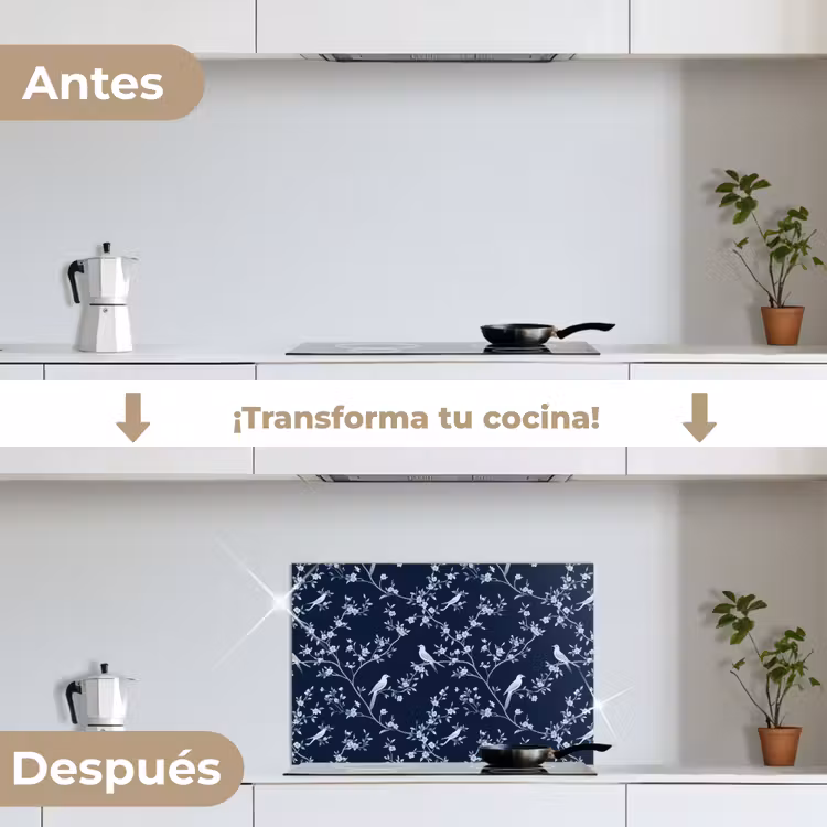 Salpicaderos de cocina - Gráfico - Rama en flor - Azul — 7