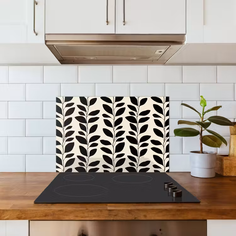 Salpicaderos de cocina - Botánico - Estampado - Negro - Beige — 3
