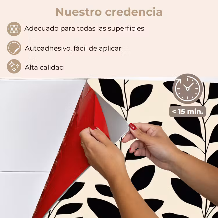 Salpicaderos de cocina - Botánico - Estampado - Negro - Beige — 4
