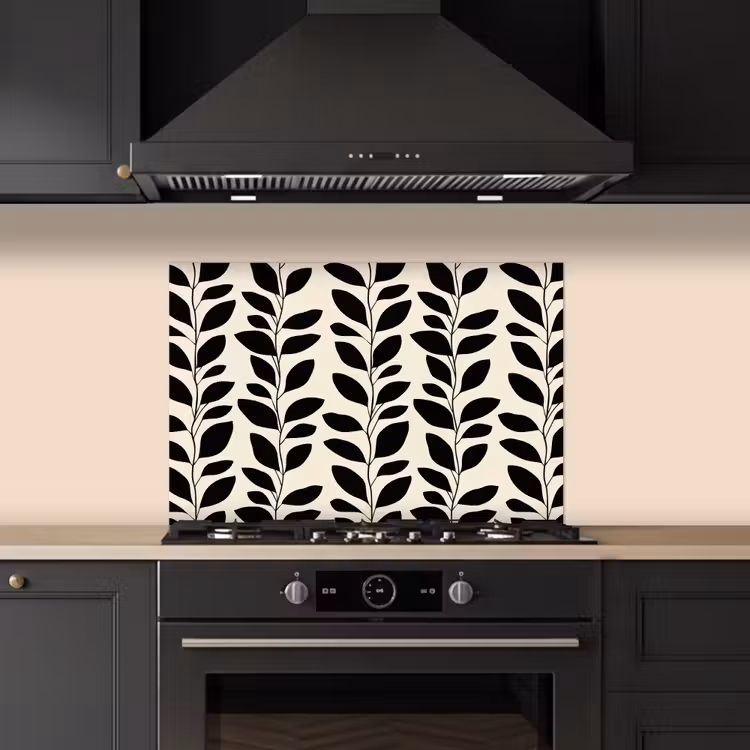 Salpicaderos de cocina - Botánico - Estampado - Negro - Beige — 5