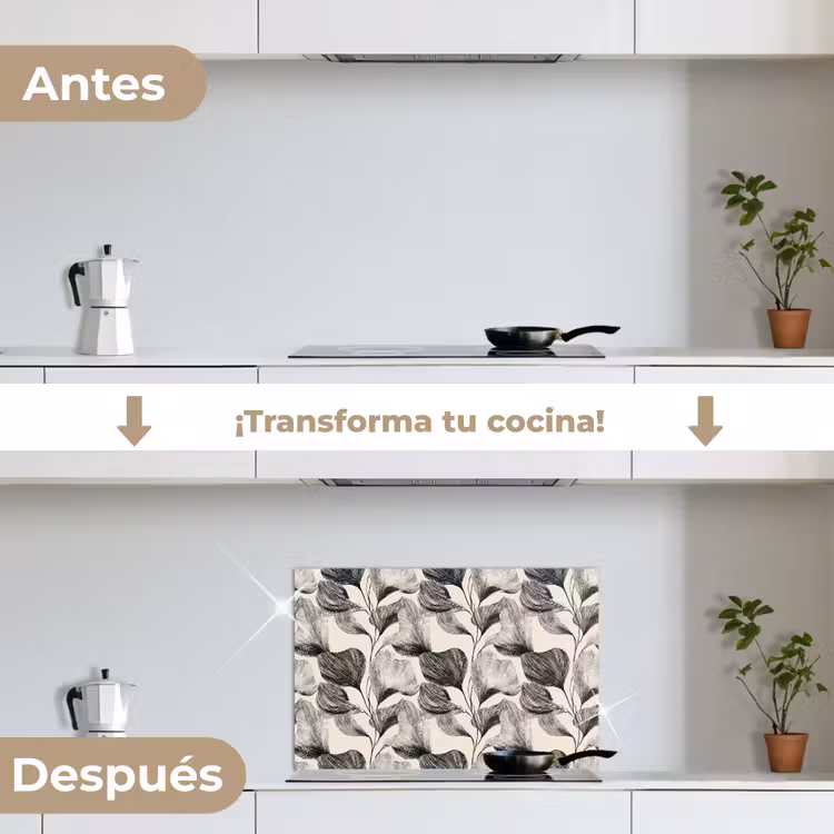 Salpicaderos de cocina - Botánico - Hojas - Negro — 7