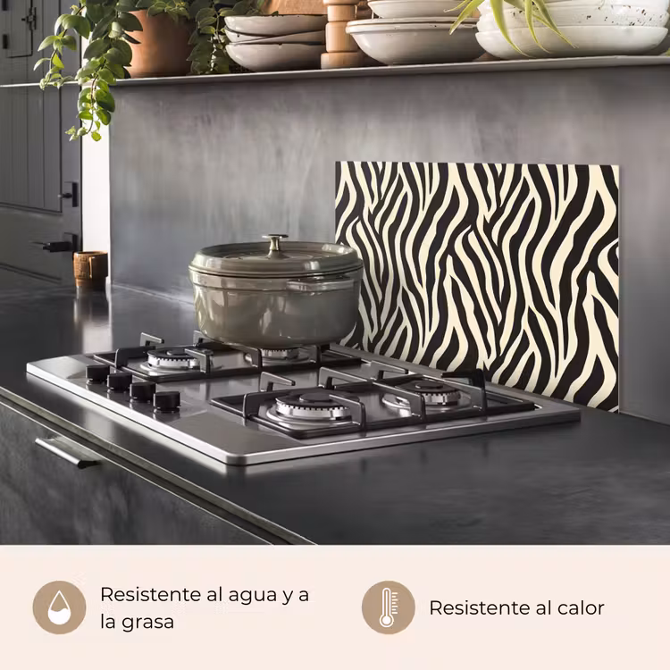 Salpicaderos de cocina - Cebra - Estampado - Clásico - Negro — 2