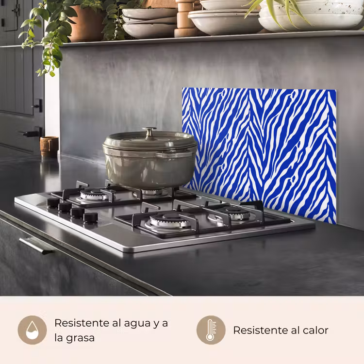 Salpicaderos de cocina - Cebra - Patrón - Cobalto - Azul — 2