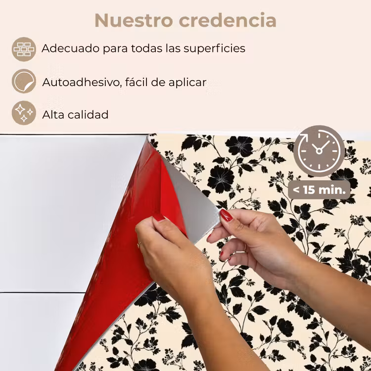 Salpicaderos de cocina - Flores - Patrón - Negro — 4