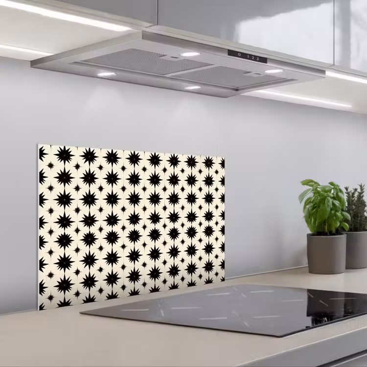 Salpicaderos de cocina - Formas de estrella - Geométrico - Negro — 1