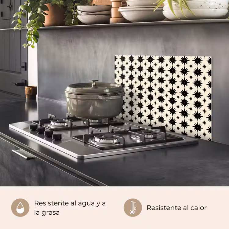 Salpicaderos de cocina - Formas de estrella - Geométrico - Negro — 2