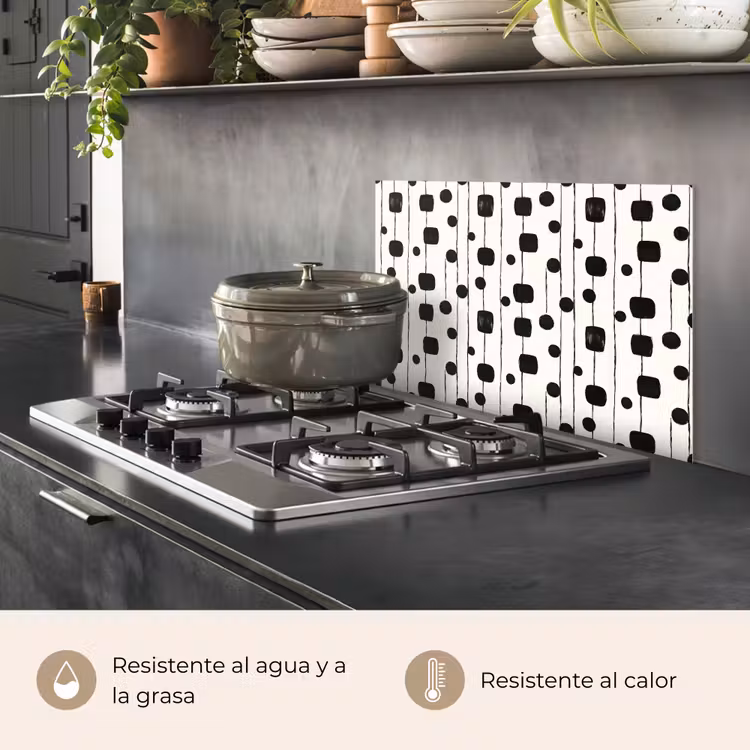 Salpicaderos de cocina - Gráfico - Moderno - Negro — 2