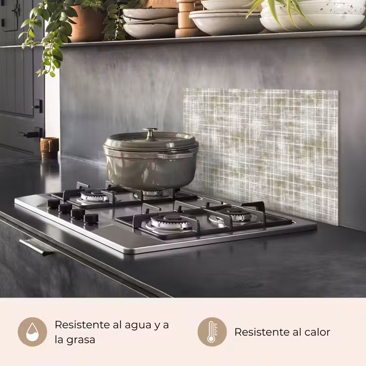 Salpicaderos de cocina - Lino - Estampado - Verde — 2