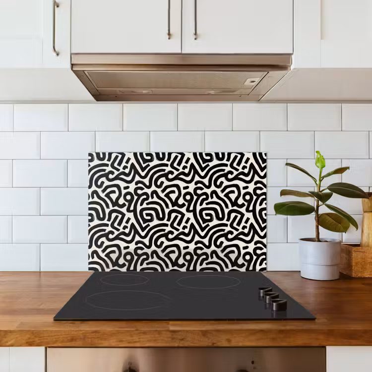 Salpicaderos de cocina - Moderno - Abstracto - Negro — 3