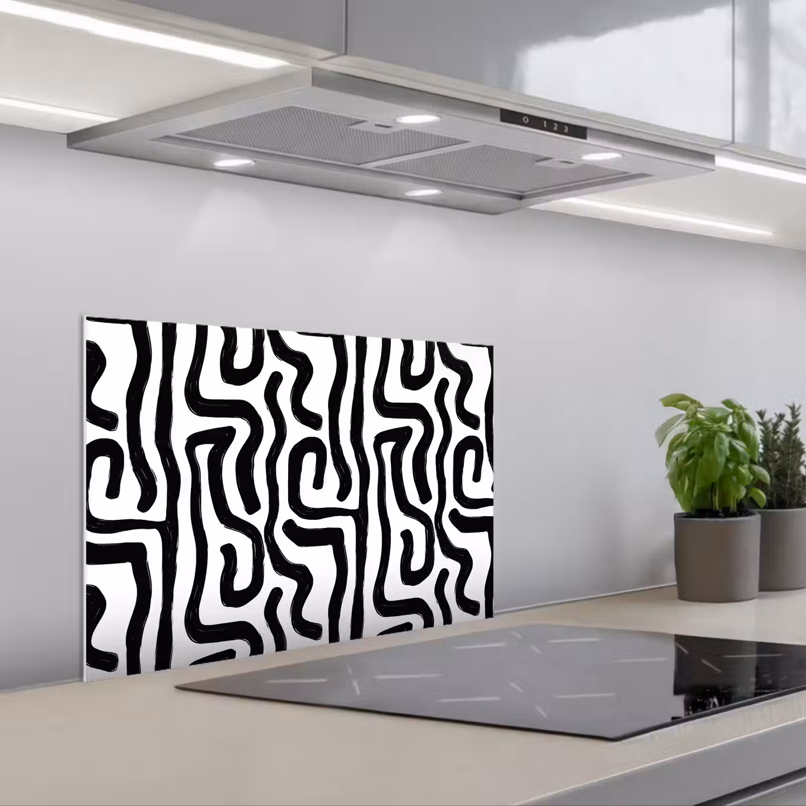 Salpicaderos de cocina - Moderno - Líneas - Negro — 1