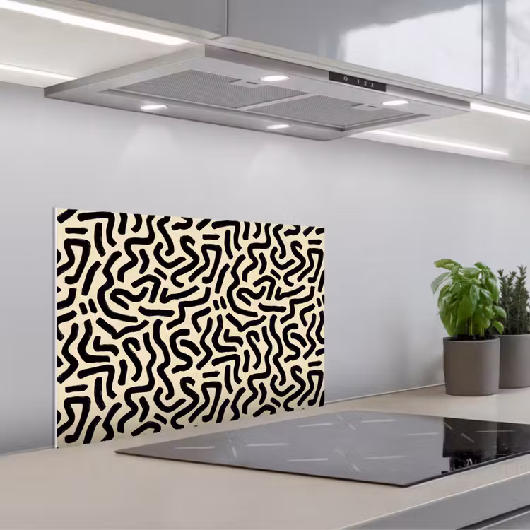 Salpicaderos de cocina - Abstracto - Líneas - Negro — 1
