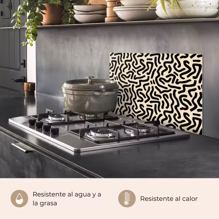 Salpicaderos de cocina - Abstracto - Líneas - Negro — 2