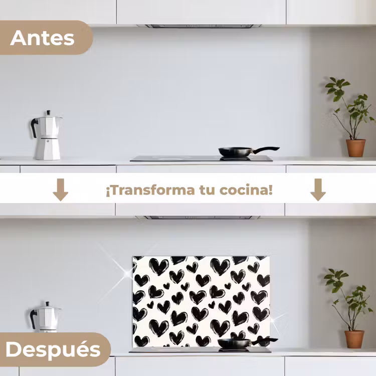 Salpicaderos de cocina - Corazones - Patrón - Negro — 7