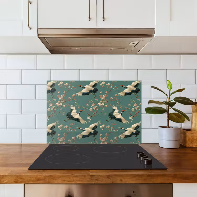 Salpicaderos de cocina - Flor de cerezo - Flores de maternidad - Verde — 3